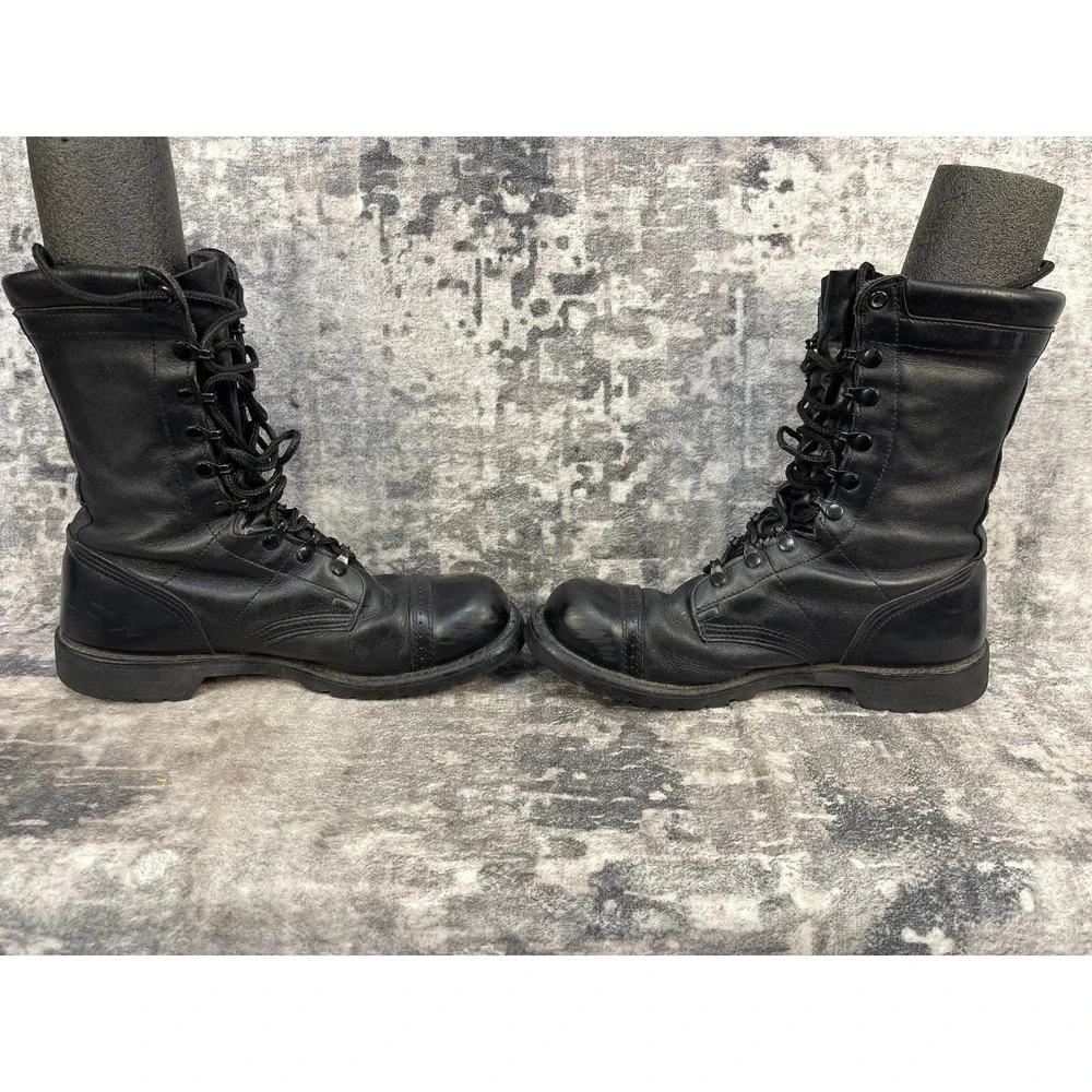 Vtg Corcoran Men 11.5 Black Leather Combat Jump Boots Cap Toe Grunge Military